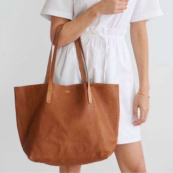 Mark and graham Brooklyn tote bag brown leather soft shoulder bag minimalist XL - Picture 1 of 14